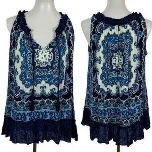 Bila Tunic Sleeveless Blue & White Colors Size L